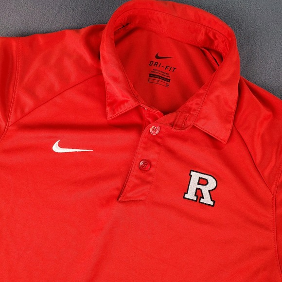 Nike DRI-FIT Rutgers Scarlet Knights Polo Shirt Mens Small Elite NCAA Red - Picture 1 of 8